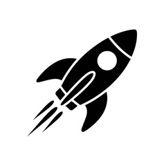 Simple rocket launch icon representing space exploration and startup business innovation concept