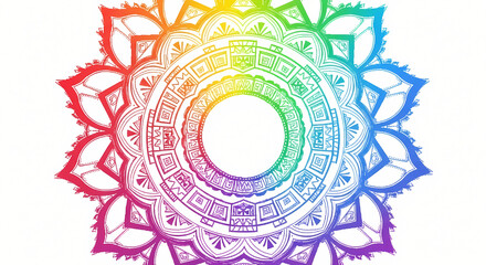 Vibrant Rainbow Mandala Illustration on White Background