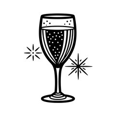 Two glasses of champagne vector illustration for celebration and party