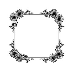 Obraz premium Elegant Black and White Floral Square Frame Perfect for Invitations, Designs, and Decorations