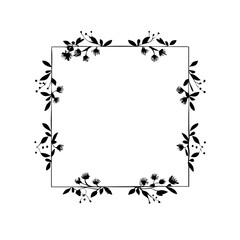 Elegant Square Botanical Frame Illustration with Delicate Blossoms and Leaves, a Versatile Decorative Border Perfect for Invitations, Cards, and Graphic Design Projects