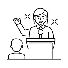 Cartoon illustration of doctor, nurse, patient, and businessman working at office desk with laptop