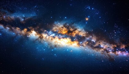 Fototapeta premium Vivid Milky Way Galaxy: Swirling Cosmic Dust and Brilliant Star Clusters