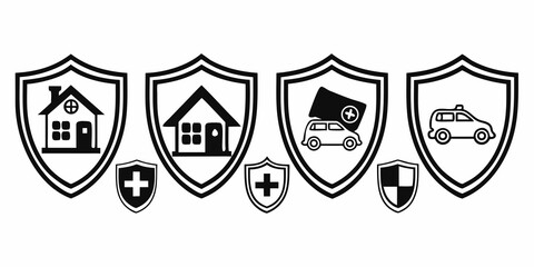 Fototapeta premium Set of insurance and protection icons isolated on white background