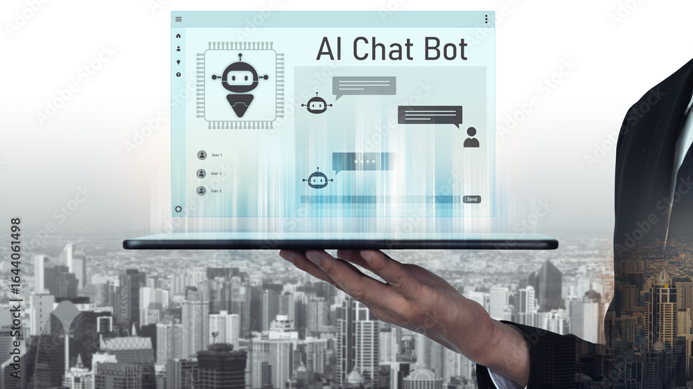 Poster ai chatbot interface facilitates communication, chatbot, and ai interaction for automated user suppo