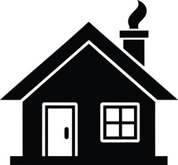 House with Chimney Silhouette Icon