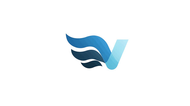 Blue winged letter V abstract logo image