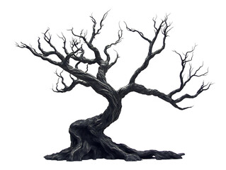 Twisted dead tree isolated on transparent background