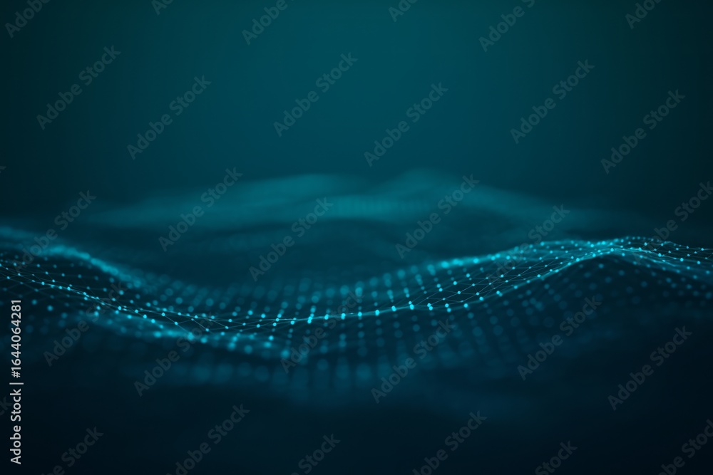 Aufkleber abstract blue wave pattern with dots representing digital connection in a futuristic style and desig