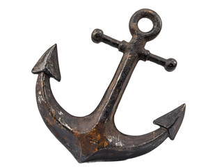 Rustic metal anchor isolated on transparent background