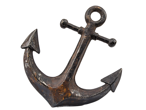 Rustic metal anchor isolated on transparent background