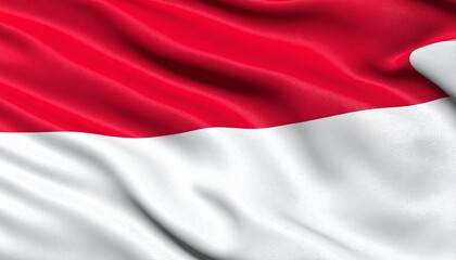 "The red and white Indonesian flag ripples in the wind—symbolizing courage, purity, and national unity."