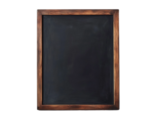Blank wooden framed chalkboard isolated on transparent background