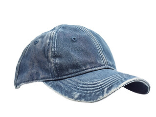 Blue denim baseball cap isolated on transparent background