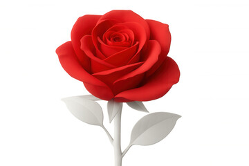 Fototapeta premium White-edged red rose blossoming digitally, transparent backdrop, highlighting romantic design concept for valentine's theme