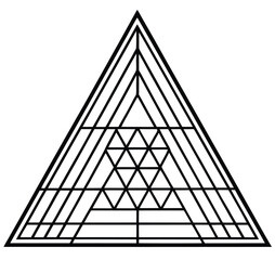 Abstract 3D pyramid vector icon, a minimalist business sign design with a modern triangle shape and geometric art illustration