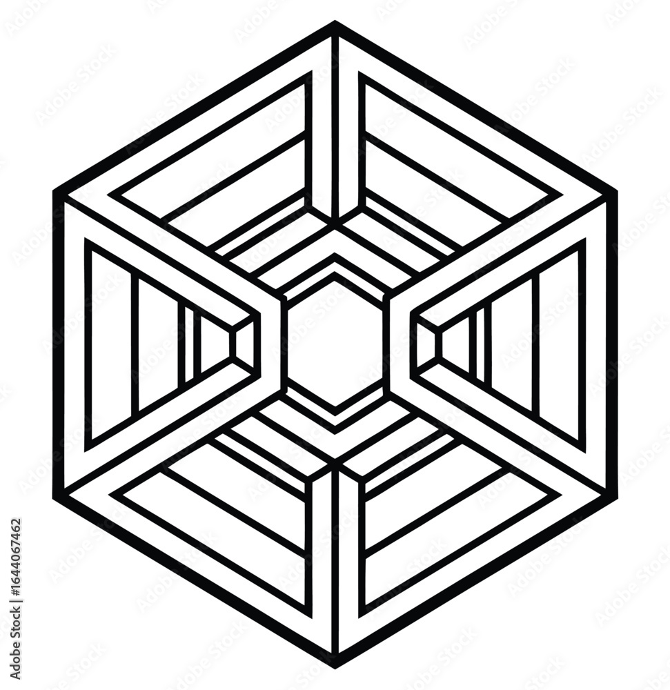Aufkleber abstract geometric technology background with black and white cube and hexagon shapes building a dig
