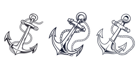 Vector download vector anchor clip art image for nautical theme projects and graphic design needs free resource usage, anchor ship icon vector illustration, Vintage nautical anchor with rope © Line emotion