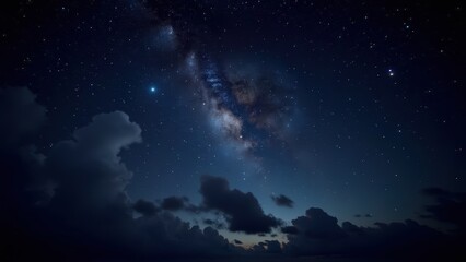 Fototapeta premium Distant Milky Way background, bright night clouds in the background