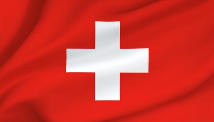 Fototapeta premium Swiss flag with a white equilateral cross on a red square background.