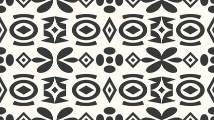 Abstract Geometric Pattern with Ethnic Inspirations in Bold Black and White Minimalist Design