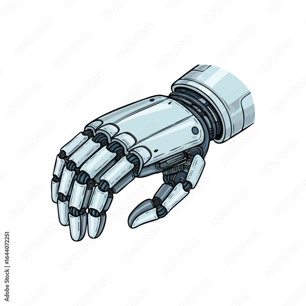 Poster futuristic robotic bionic hand. this advanced mechanical appendage symbolizes cutting-edge tech and 