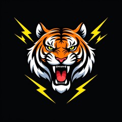 Obraz premium Angry tiger roars and thunder