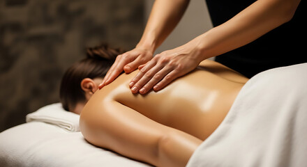 Photo of woman receiving a back massage at a health spa