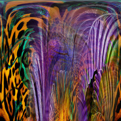 Colorful fashion print leopard designs.Fabric fashion pattern.Wave textile print design,illustration.Fractal colorful pattern.Print pattern illustration.New season fabric print.Textile fashion pattern