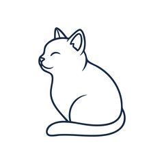 Serene Feline Silhouette. This charming graphic depicts a tranquil snow-colored kitty with closed eyes. It evokes relaxation, peace, and domestic contentment.