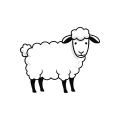 Adorable Fluffy Sheep Character. An endearing ovine creature with a friendly expression. This minimalist design suggests tranquility, purity, and the calm associated with counting for sleep.