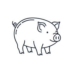 Charming White Pig Icon Design. This friendly swine pictogram captures innocence. Its clean lines make it versatile for various projects, representing good fortune.