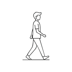 Man Walking Outline Illustration. A simple monochromatic graphic depicting an individual striding forward. Represents progress, independence, and personal journey.