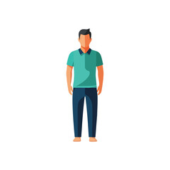 Casual Male Avatar Standing Image. Minimalist graphic of a gentleman dressed in a polo and trousers. This stylized person symbolizes a generic profile.
