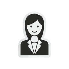 Smiling Female Professional Icon. Simple, approachable depiction of a business person. Ideal for user profiles, corporate branding, or professional networks. Conveys reliability.