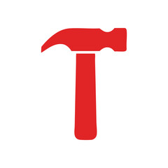 Red Claw Hammer Silhouette Graphic. Bold crimson tool against a deep background, embodying construction, hard work, strength, and creative progress.