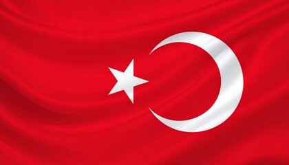 Obraz premium Turkish flag with a white star and crescent on a red background.