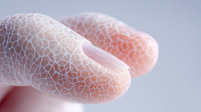 Artificial skin tissue engineering for medical transplantation. Innovative biomedical technology showing synthetic cellular structure for regenerative medicine, surgical reconstruction applications.