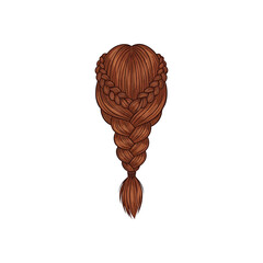 Elegant Long Braided Hairstyle. This artwork features a stunning intricate brown hair plait, evoking a sense of classic elegance and timeless charm. © Lull