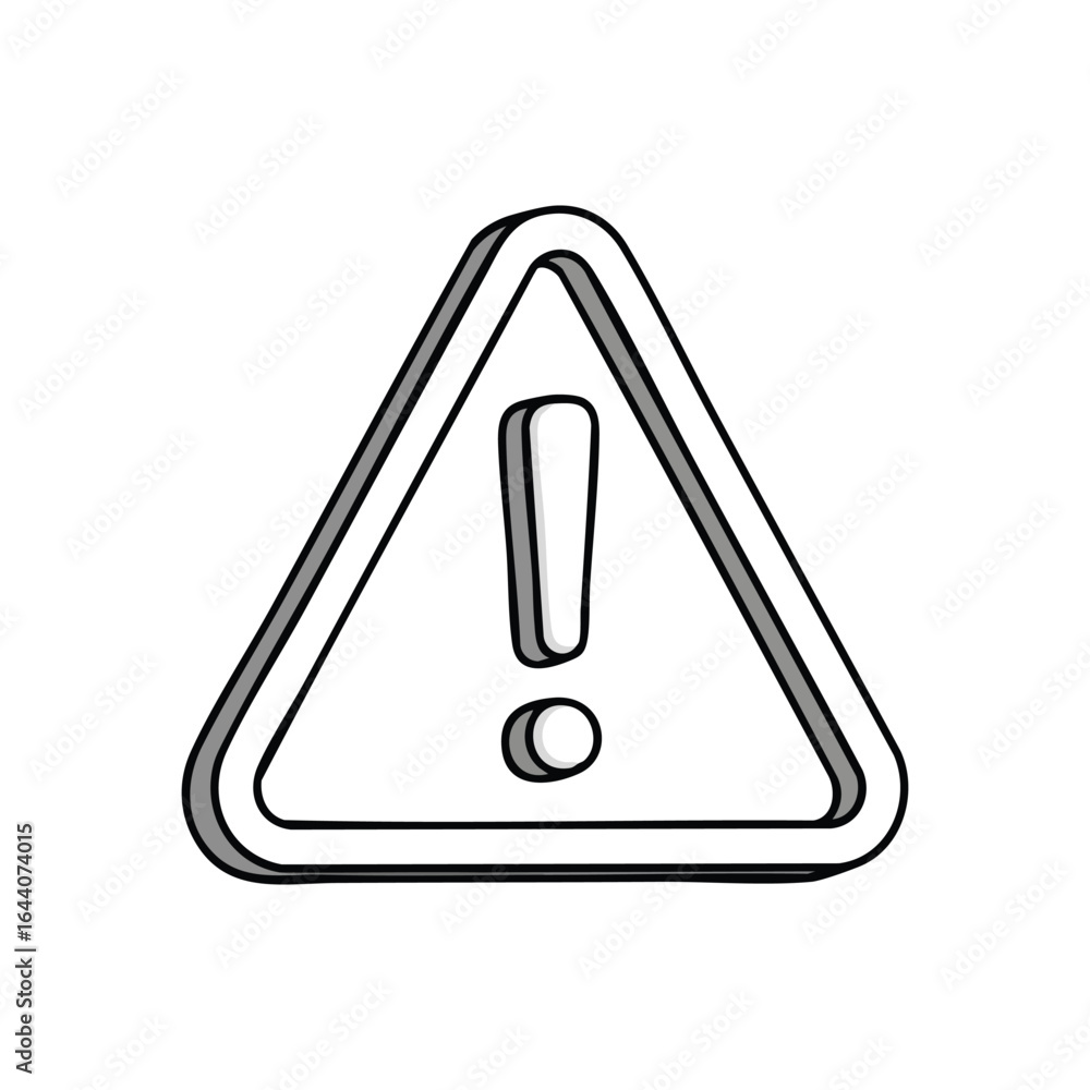 Poster caution exclamation mark icon. a white triangular warning sign with an attention symbol, featuring a