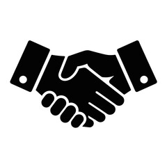 Business handshake icon for professional partnership and successful collaboration in black and white