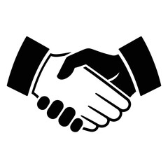 Business handshake icon for professional partnership and successful collaboration in black and white