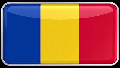 Romania national flag with vertical blue, yellow, and red stripes.
