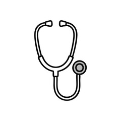 Medical Stethoscope Outline. Crisp vector illustration of an auditory diagnostic tool. This emblem represents the essence of health, compassion, and professional medical care.
