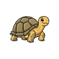 Cute Cartoon Turtle Illustration. An adorable smiling reptile with a robust shell and gentle eyes. This charming creature embodies patience and enduring wisdom, perfect for children's designs.