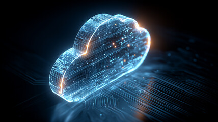Circuit Etched Cloud in Motion, evoking elastic capacity, rapid delivery, and seamless portability across environments.
