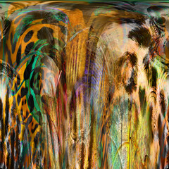 Colorful fashion print leopard designs.Fabric fashion pattern.Wave textile print design,illustration.Fractal colorful pattern.Print pattern illustration.New season fabric print.Textile fashion pattern