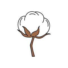 Soft Cotton Boll Illustration. This gentle depiction of a plant pod conveys organic purity and comfort. Ideal for natural fiber and textile themes.