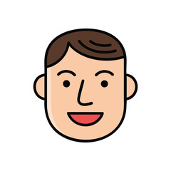 Smiling Person Cartoon Head Avatar. Joyful animated individual with a cheerful visage. Perfect for user profiles, avatars, or expressing happiness and a welcoming presence.