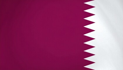 Flag of Qatar with maroon field and white serrated band of nine triangles on the hoist side.